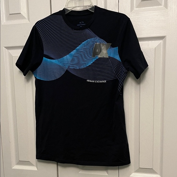 Armani Exchange Navy and Cyan Wave Tee medium - Picture 1 of 5